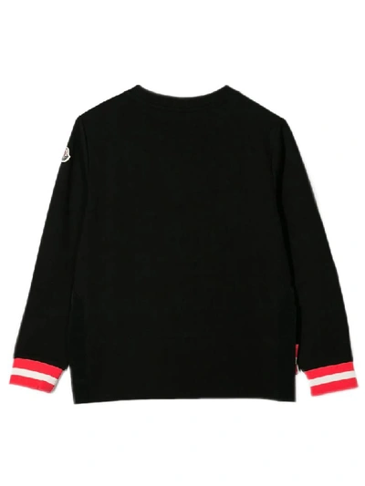 Shop Moncler Black Embroidered Logo Cotton Sweatshirt In Nero