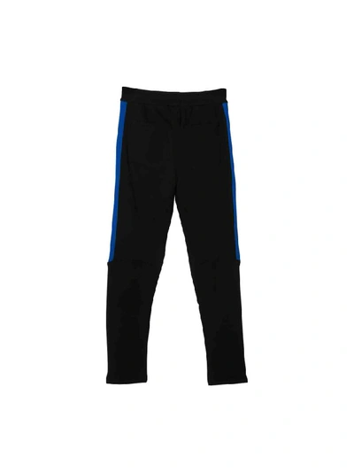 Shop Balmain Cotton Sport Trousers In Nero/azzurro