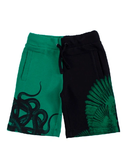 Shop Marcelo Burlon County Of Milan Printed Shorts In Black/green