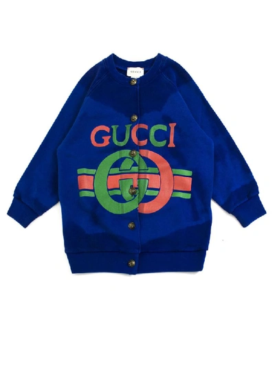 Shop Gucci Blue Cotton Jersey Sweatshirt In Bluette