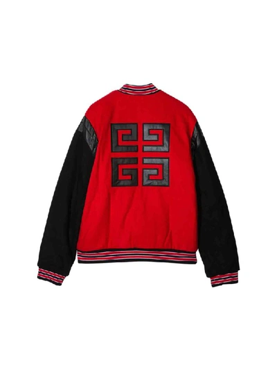 Shop Givenchy Bomber Style Jacket With Embroidery In Nero/rosso