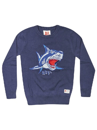 Shop Ao76 Embroidered Shark Sweatshirt In Blue