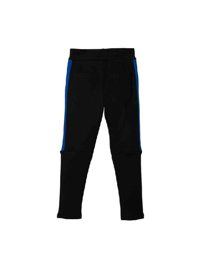 Shop Balmain Cotton Sport Trousers In Nero/azzurro