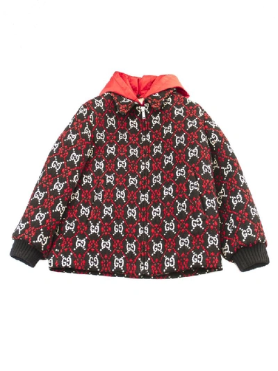 Shop Gucci Childrens Gg Diamond Bomber Jacket In Nero+rosso