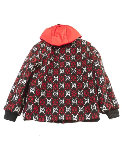 Shop Gucci Childrens Gg Diamond Bomber Jacket In Nero+rosso