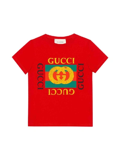 Shop Gucci Red T-shirt With Multicolor Frontal Press In Unica