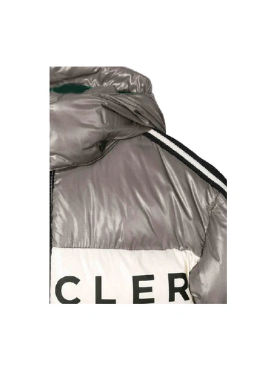 Shop Moncler Down Jacket With Hood In Grigio