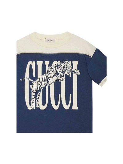 Shop Gucci Cotton T-shirt In Blu