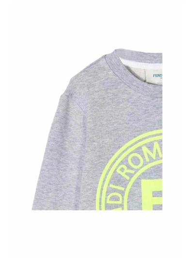 Shop Fendi Cotton Sweatshirt In Grigio/giallo
