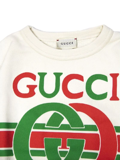 Shop Gucci White Felted Cotton Jersey Sweatshirt In Panna
