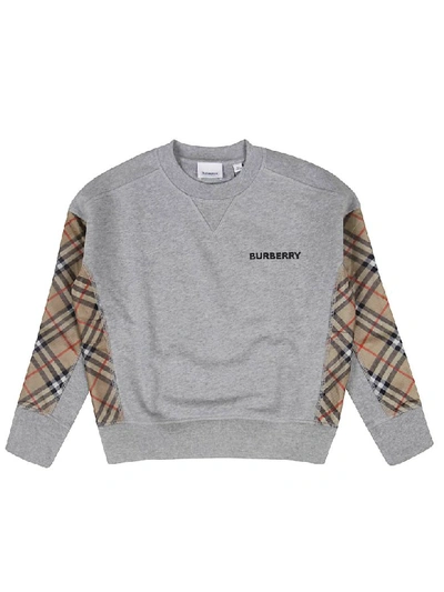 Shop Burberry Logo Sweatshirt In Grey Mélange