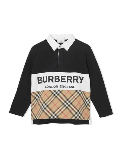 Shop Burberry Black Polo In Nero