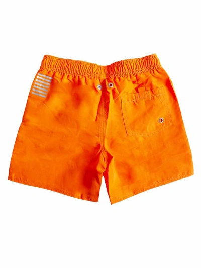 Shop Emporio Armani Logo Print Shorts In Orange
