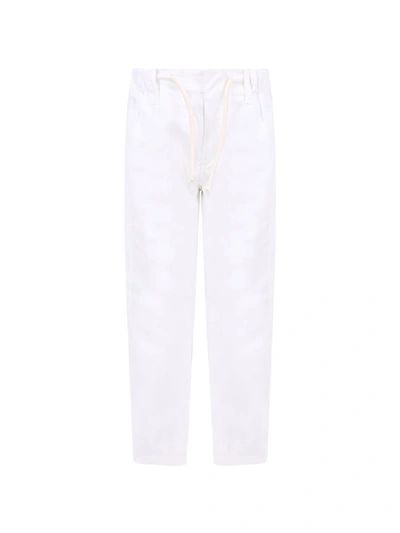 Shop Dondup White Boy Pants With Iconic D