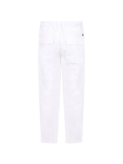 Shop Dondup White Boy Pants With Iconic D