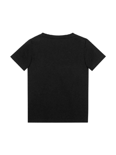 Shop Gucci Black T-shirt With Multicolor Frontal Press In Nero