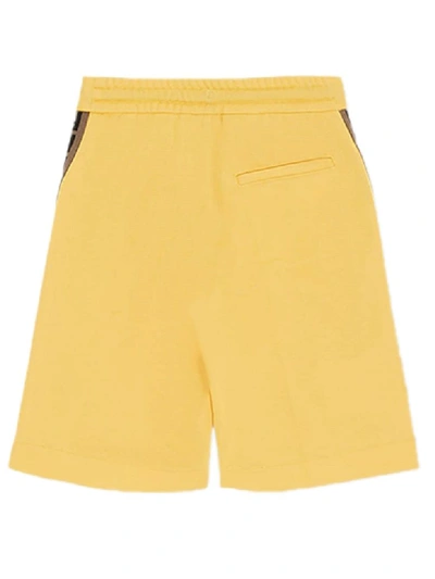 Shop Fendi Yellow Cotton Blend Shorts In Giallo