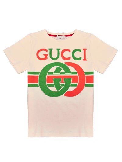 Shop Gucci Logo Print T-shirt In Sunkissed