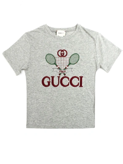 Shop Gucci Grey Cotton Jersey T-shirt In Grigio