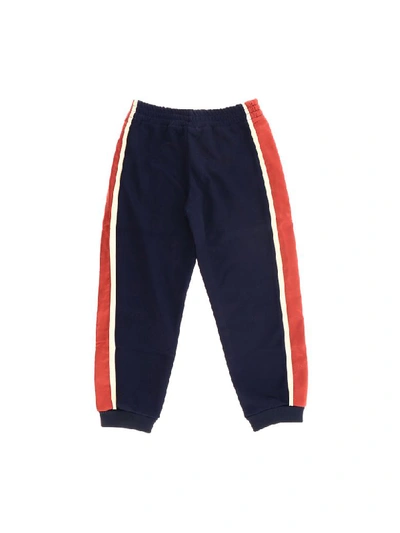 Shop Gucci Track Bottoms With Gg Stripe In Blu