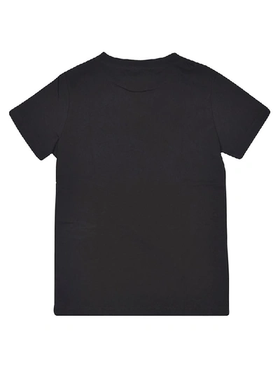 Shop Balmain Round Logo Print T-shirt In Black/azure