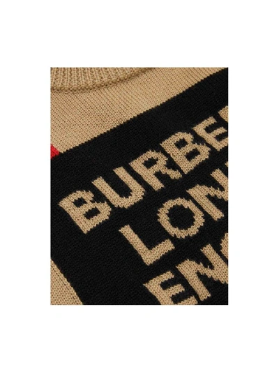 Shop Burberry Wool Sweater With Logo In Beige