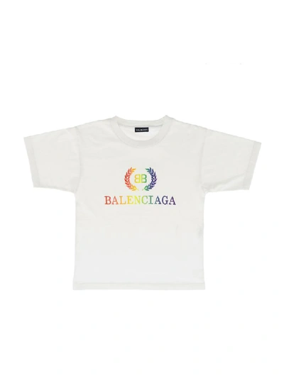 Balenciaga Kids' T-shirt Laurier Rainbow Light Jersey In Bianco | ModeSens