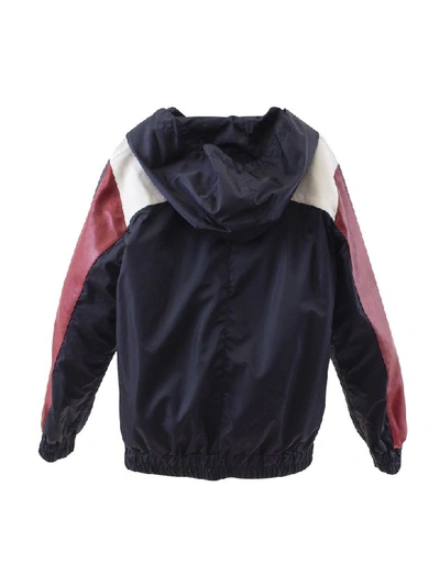 Shop Dolce & Gabbana Bicolored Hooded Jacket In Blue/white/red