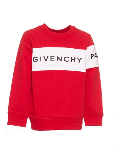 Shop Givenchy Logo Sweatshirt In Rosso Vivo