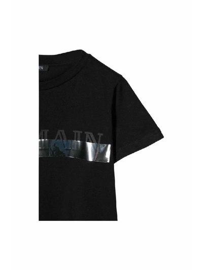 Shop Balmain Cotton T-shirt In Nero/argento