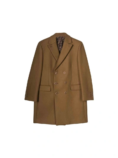 Shop Fendi Camel Coat Teen In Cammello