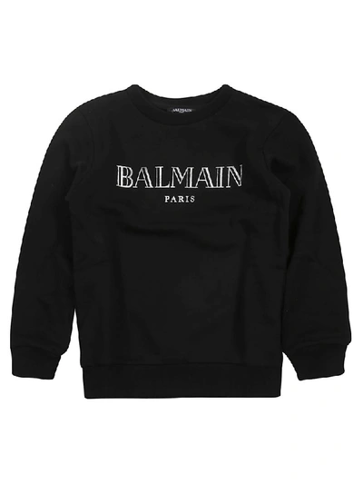 Shop Balmain Logo Detail Sweatshirt In Black