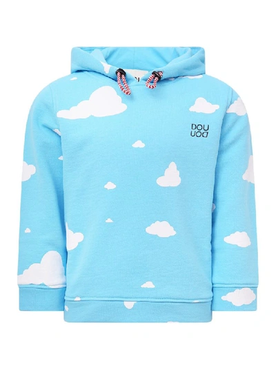 Douuod Kids' Light Blue Sweatshirt With White Clouds   ModeSens