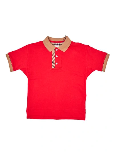 Shop Burberry Archie Ribbed Polo In Bright Red