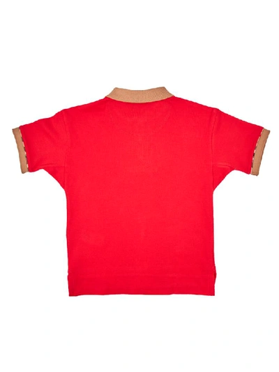 Shop Burberry Archie Ribbed Polo In Bright Red