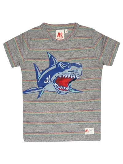 Shop Ao76 Shark Print Short Sleeve T-shirt In Gray/multicolor