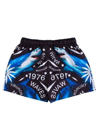 Shop Marcelo Burlon County Of Milan Shark Print Shorts In Black