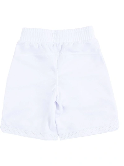 Shop Marcelo Burlon County Of Milan Embroidered Logo Mesh Shorts In White