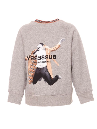 Shop Burberry Jumping Boy Printed Sweatshirt In Grey Melange