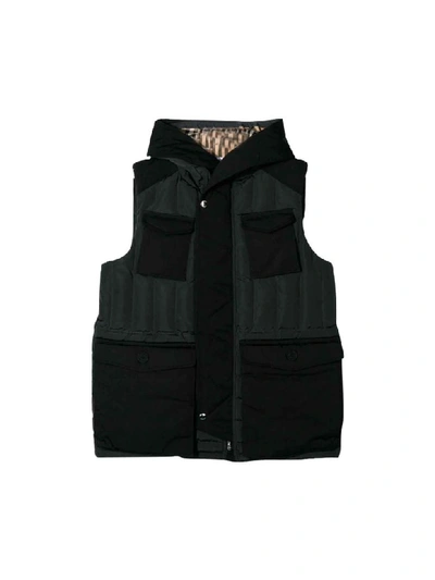 Shop Burberry Gray And Black Vest In Charcoal