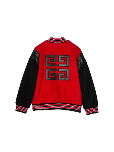 Shop Givenchy Bomber Style Jacket With Embroidery In Nero/rosso
