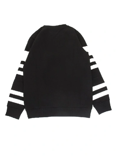 Shop Balmain Black Cotton Blend Sweatshirt In Nero