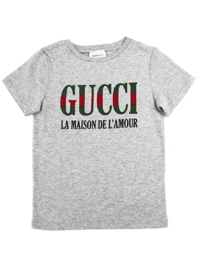 Shop Gucci Grey Cotton Jersey T-shirt In Grigio