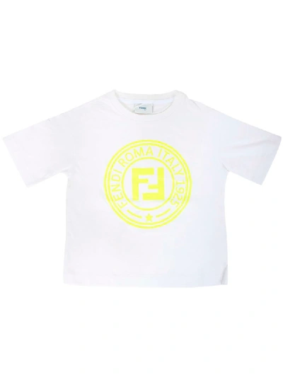 Shop Fendi Kids T-shirt With Print In Fior Di Latte