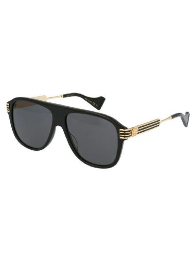 Shop Gucci Sunglasses In Black Gold Grey