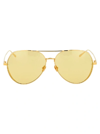 Shop Linda Farrow Sunglasses In Yellow Gold Yellow Yellow