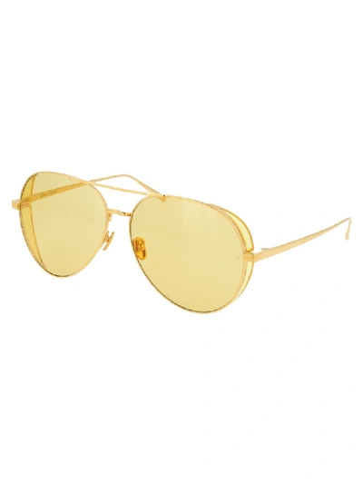 Shop Linda Farrow Sunglasses In Yellow Gold Yellow Yellow