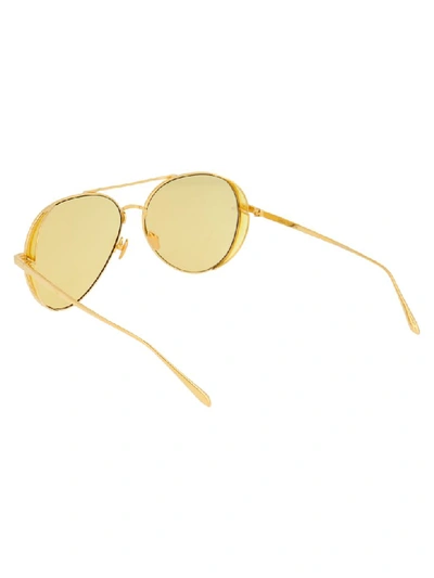 Shop Linda Farrow Sunglasses In Yellow Gold Yellow Yellow