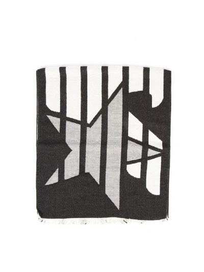 Shop Emporio Armani Stripes Black Scarf In Black/white