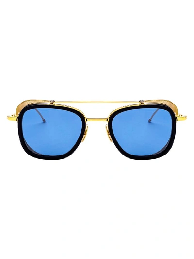 Shop Thom Browne Sunglasses In Navy/yellow Gold